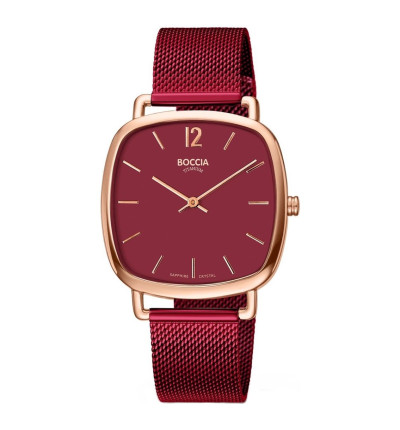 rotes Milanaisearmband für BOCCIA TITANIUM Damenuhr "Trend" 3334-09