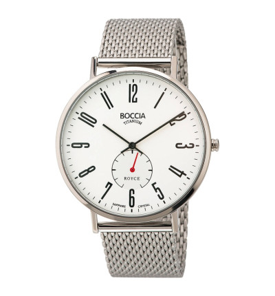 silberfarbenes Milanaisearmband für BOCCIA TITANIUM Herrenuhr "Royce" 3592-03