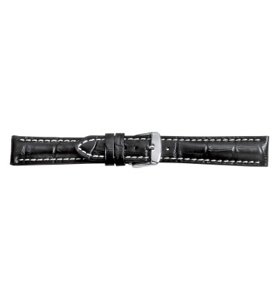 Uhrenband Schwarz Krokoprägung, Swiss-Chrono 2, 6448
