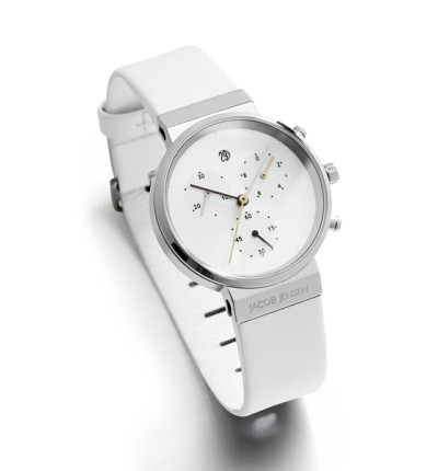 Jacob Jensen, Ersatzarmband Chronograph 616, Leder weiß