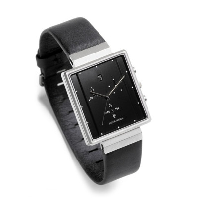 Jacob Jensen, Ersatzarmband Rectangular 805, Leder schwarz