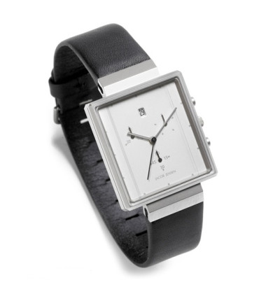 Jacob Jensen, Ersatzarmband Rectangular 806, Leder schwarz