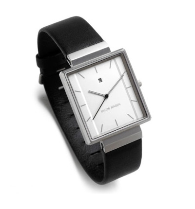 Jacob Jensen, Ersatzarmband Rectangular 886, Leder schwarz
