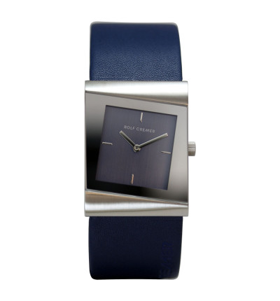 dunkelblaue Rolf Cremer Damenuhr Style 500009 mit teilverspiegelten Zifferblatt 