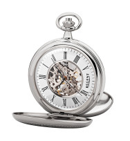 Regent P-704, silberfarbene Taschenuhr mit Handaufzug